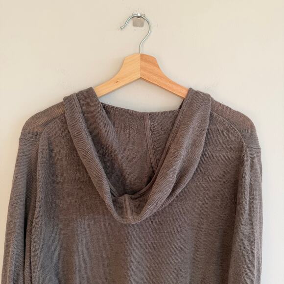 Eileen Fisher Linen Hooded Knit Sweater Gray L - Picture 8 of 8